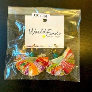 Fabric earrings, multi-colored